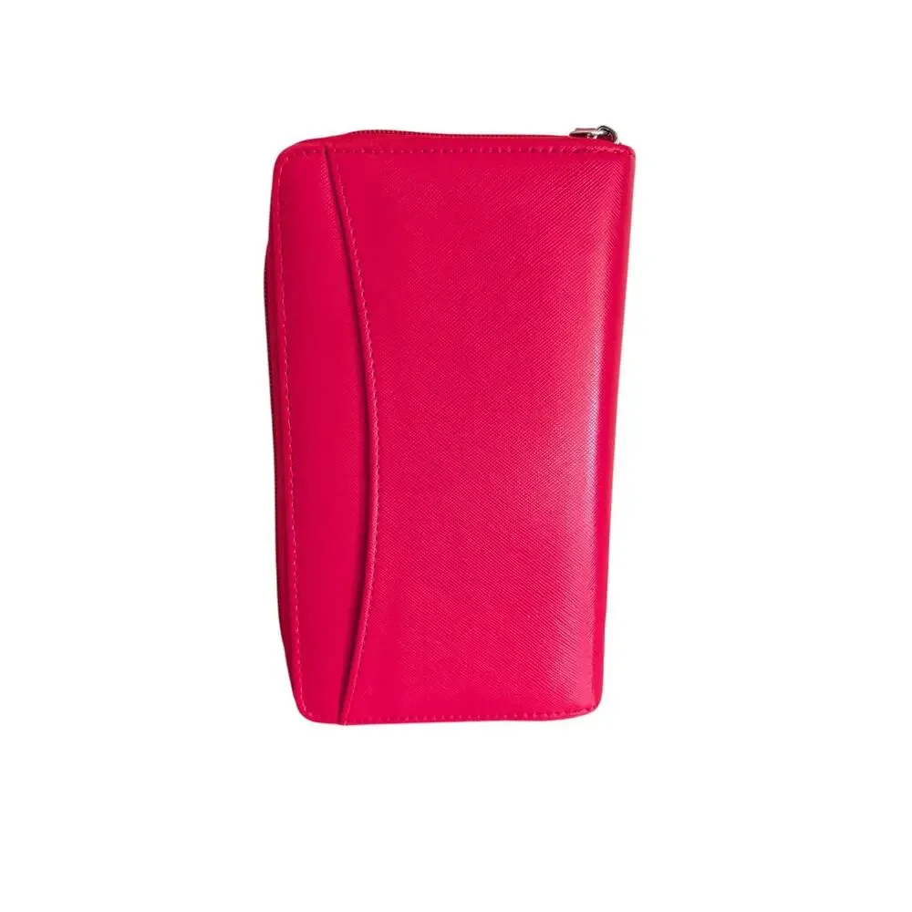 Filofax Red Saffiano Personal Compact Zip Organizer Leather Cash Budgeting